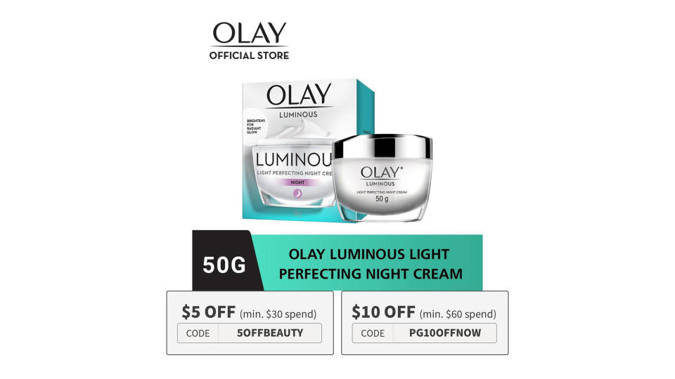 Olay Luminous Light Perfecting Night Cream 50g. (Photo: Lazada SG)