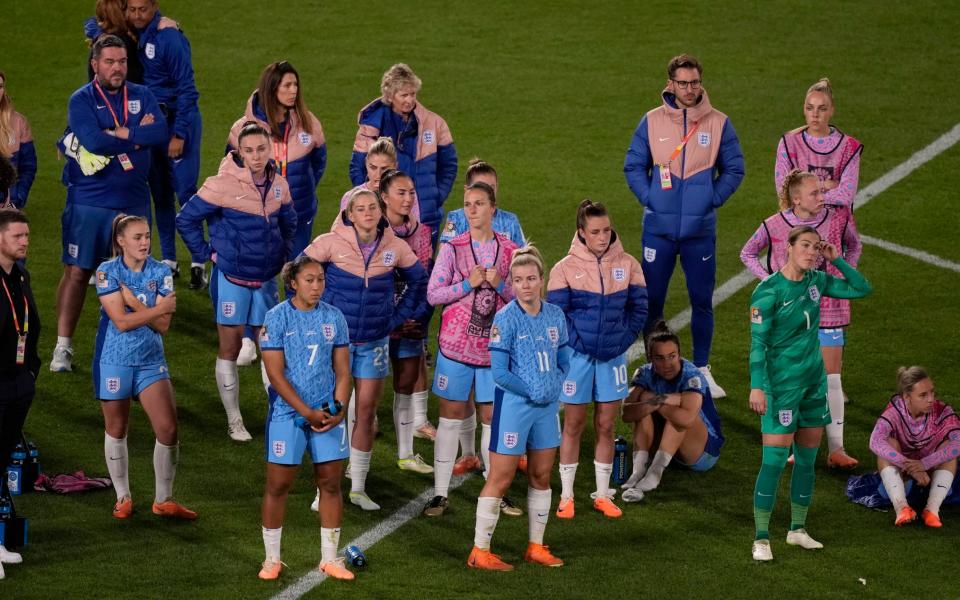 England's players react after their loss to Spain /England outclassed by Spain in 2023 Women's World Cup final – latest reaction
