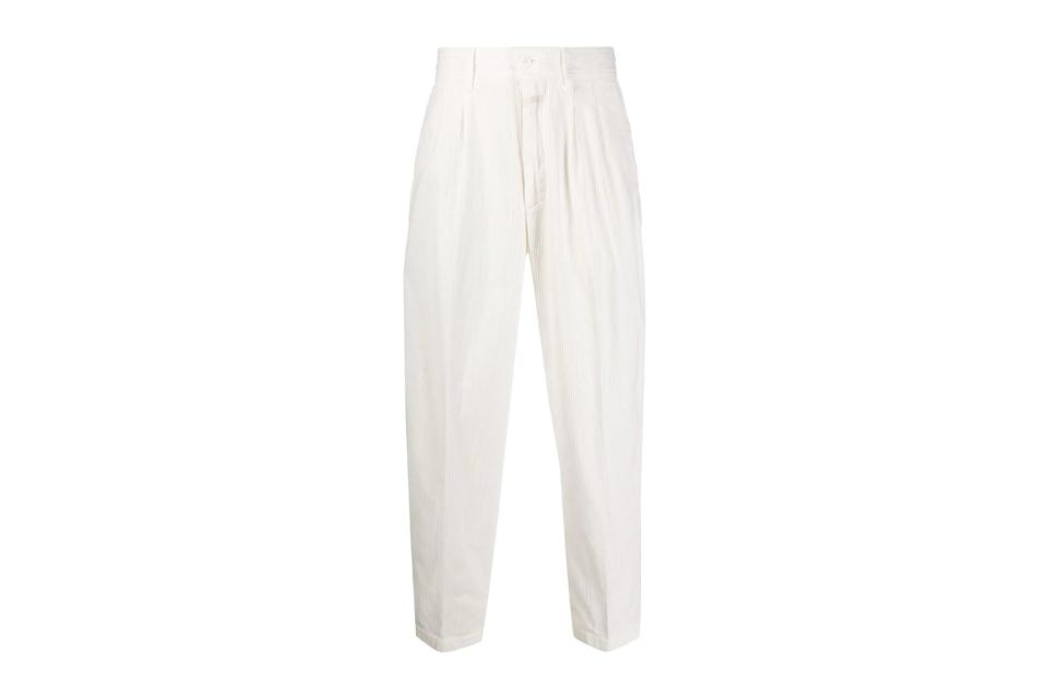 Closed straight-leg corduroy trousers