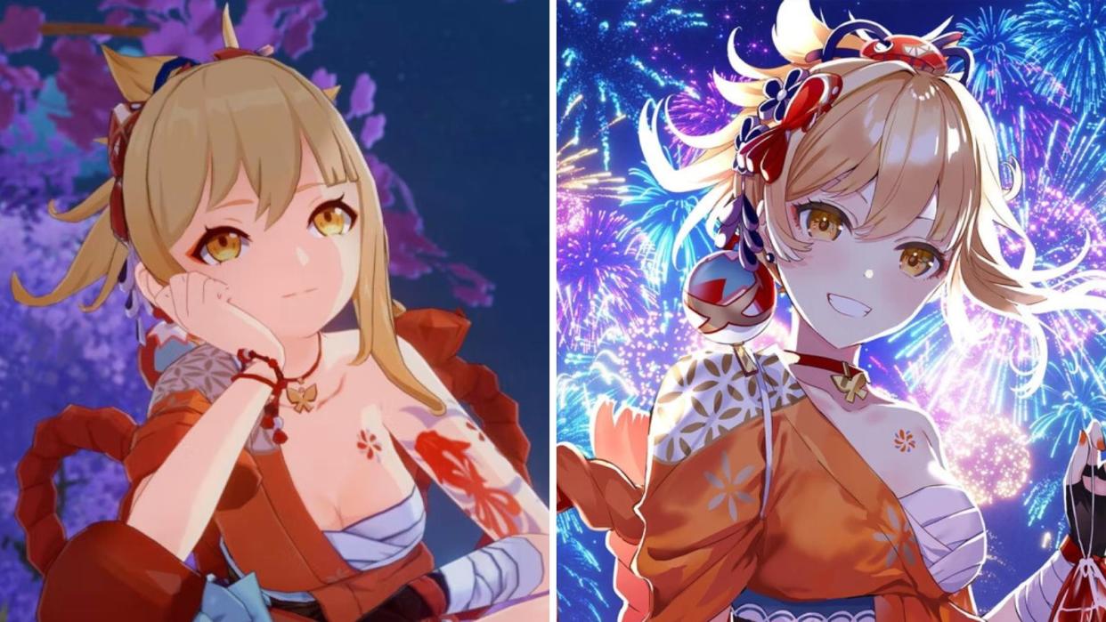 Yoimiya is getting her first rerun in the second half of Genshin Impact version 2.8! She's an underrated DPS character that can be a devastating force of nature that decimates enemies in a dazzling array of fireworks when used correctly. (Photos: HoYoverse)