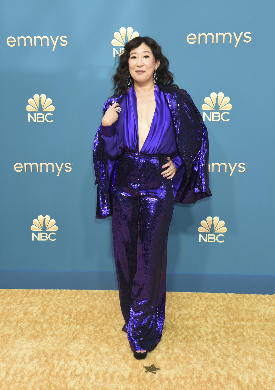 Sandra Oh at the 74th Emmy Awards on Sept. 12, 2022 in Los Angeles. (Photo by Gilbert Flores/Variety via Getty Images)