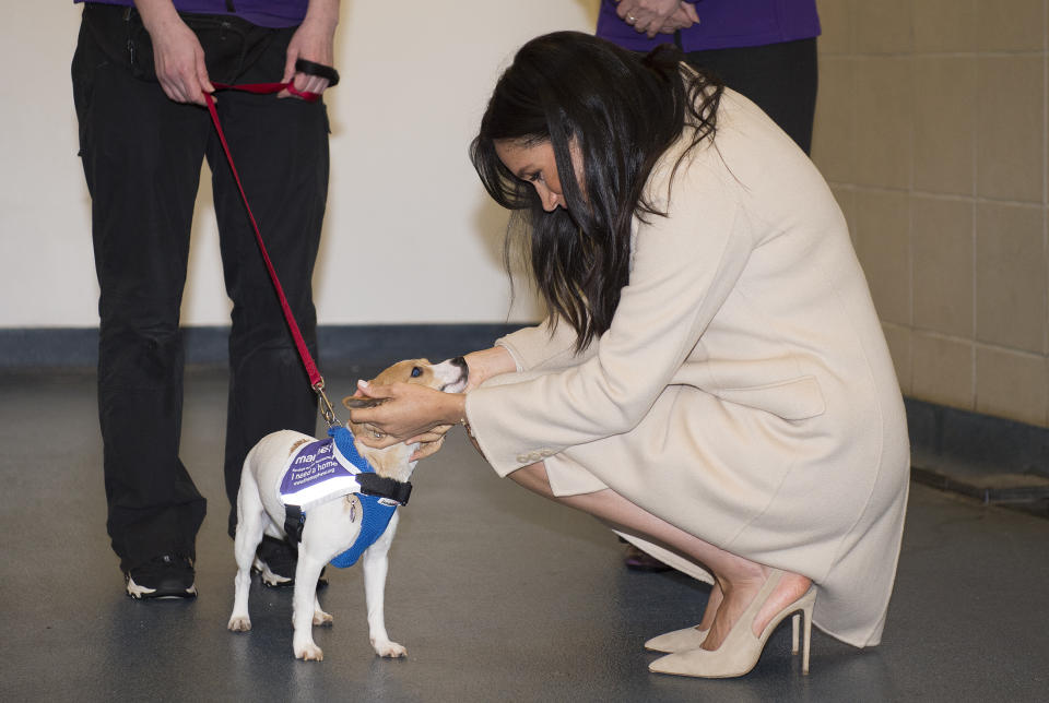 Meghan Markle with Minnie. Image via Getty Images.