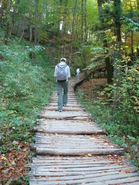 A walking trail in Plitvice Lakes National Park in Croatia