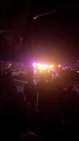 First responders are seen outside Borderline Bar and Grill in Thousand Oaks, California, U.S. November 8, 2018 in this still image obtained from a social media video. Nick Steinwender/via REUTERS