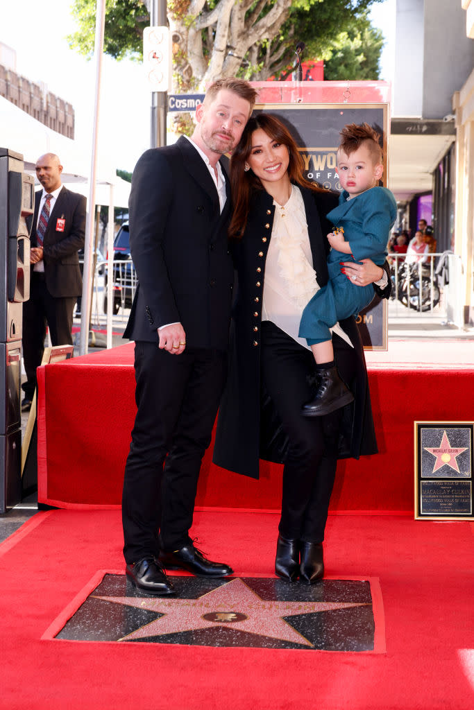 Macaulay Culkin, Brenda Song and Dakota Song Culkin at the star ceremony where Macaulay Culkin is honored with a star on the Hollywood Walk of Fame on December 1, 2023 in Los Angeles, California. (Photo by Anna Webber/Variety via Getty Images)