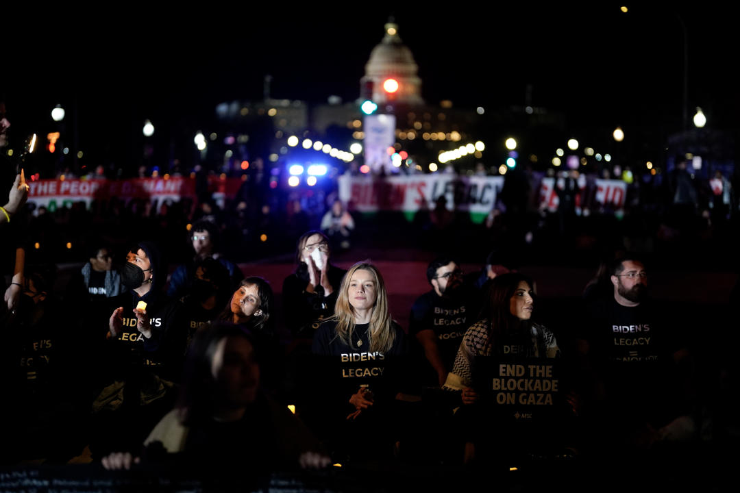 Demonstrators attempt to block President Biden's motorcade route