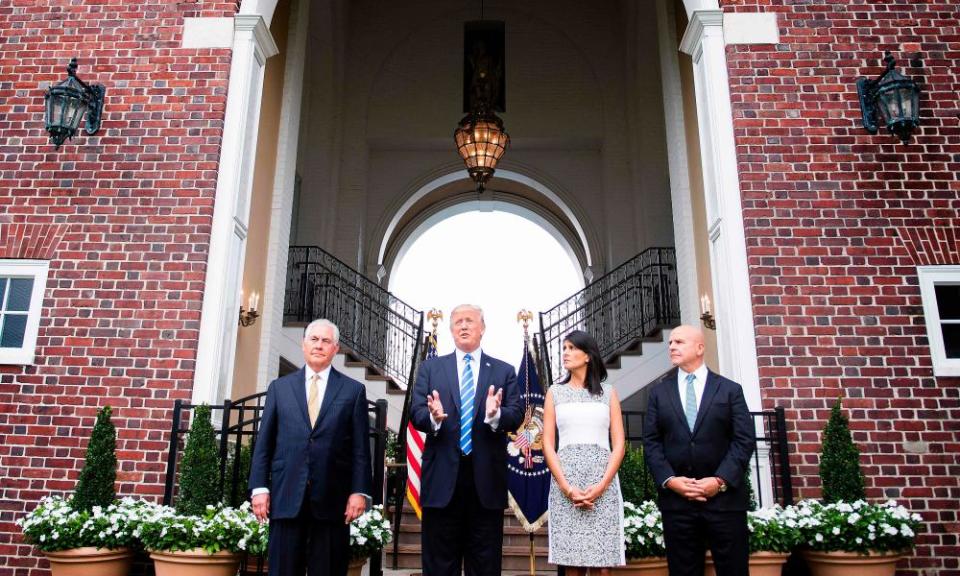 Donald Trump speaks to the press from his golf club in Bedminster, New Jersey.