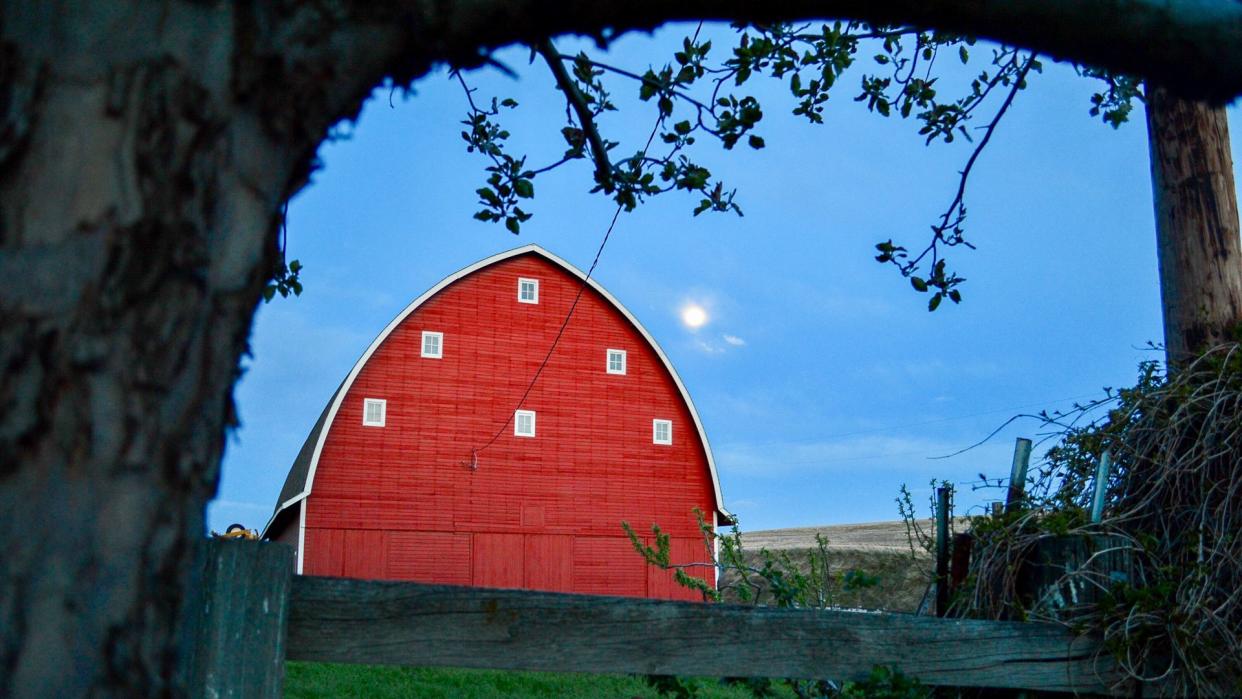 The barn on my family ranch in Pendleton, Oregon at dusk.