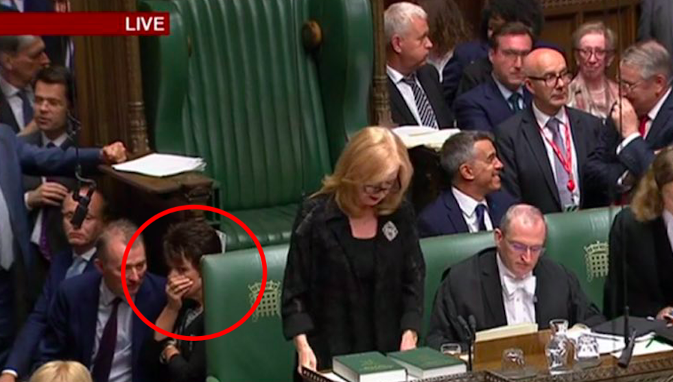 Jo Churchill (circled) reacts after her failure to vote in a key no-deal Brexit vote in the Commons (BBC Parliament)