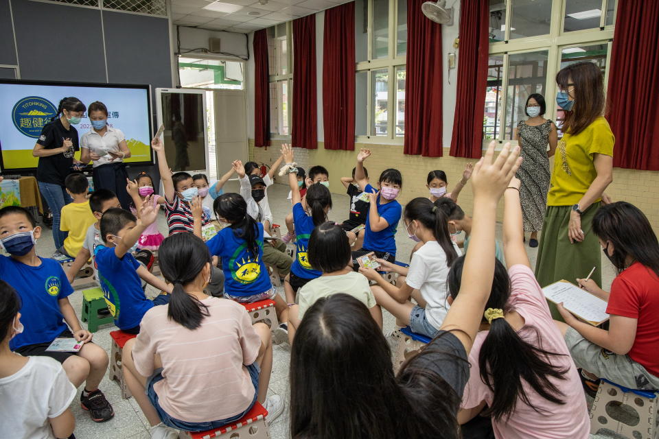 今日出席講座的小朋友們，對於登山學習課程的反饋相當熱烈。（新北市觀旅局提供）