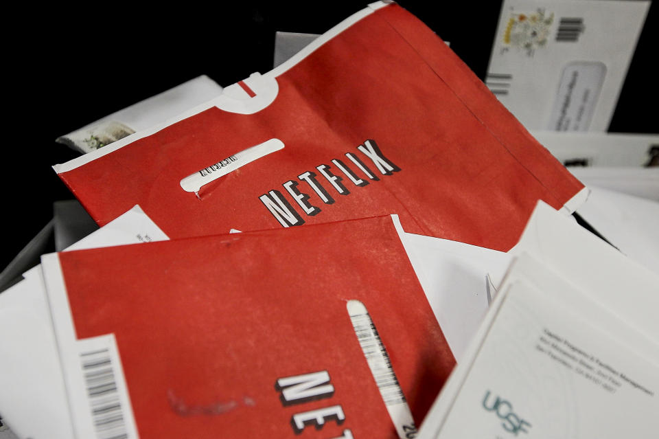 Image: Red Netflix envelopes sit in a bin of mail at the U.S. Post Office sort center on March 30, 2010 in San Francisco, Calif. (Justin Sullivan / Getty Images)