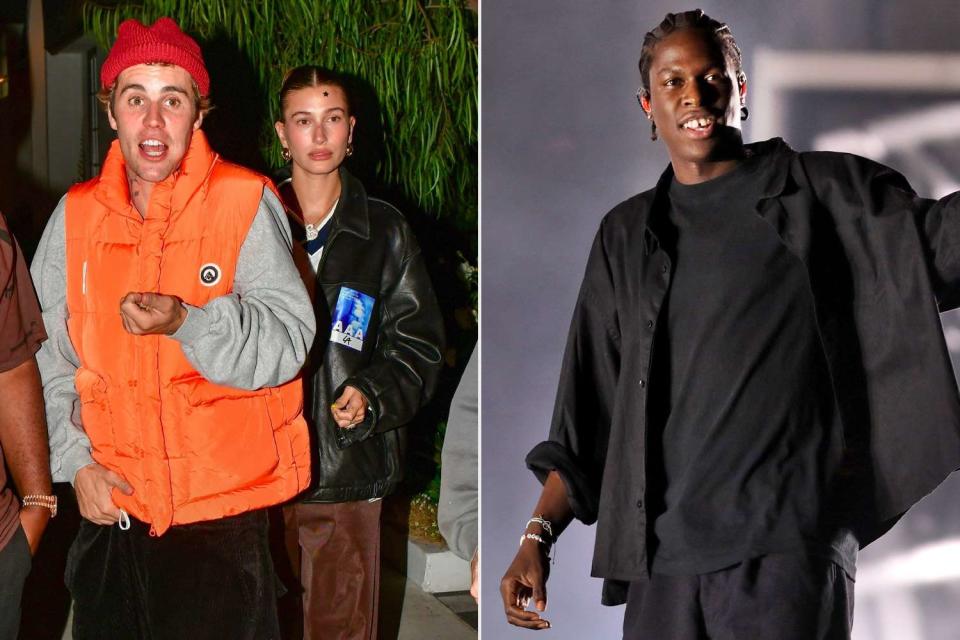 <p>BACKGRID; Randall Michelson/Hewitt Silva-Live</p> Justin Bieber, Hailey Bieber and Daniel Caesar 