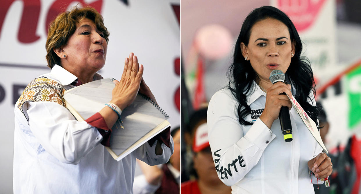 Elecciones para la gobernatura del Estado de México. Delfina Gómez, candidata de Morena y Alejandra del Moral, candidata del PRI, PAN, PRD | Fotos: AP