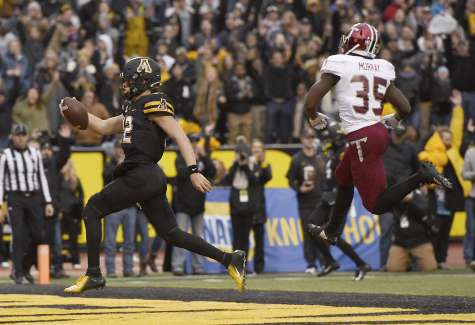 Appalachian State quarterback Zac Thomas has 28 combined touchdowns this season. (Walt Unks/The Winston-Salem Journal via AP)