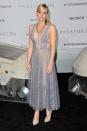 <p>The stunning actress attended the “Passengers” premiere alongside husband Chris Pratt. For the affair, she stunned in a ethereal Reem Acra frock with a sheer bodice. </p>