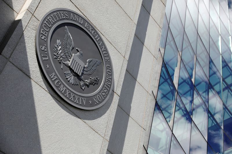 The seal of the U.S. Securities and Exchange Commission (SEC) is seen at their headquarters in Washington, D.C.