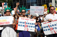 <p>Demonstrators participate in “Keep Families Together” march to protest Trump administration’s immigration policy in Manhattan, New York, June 30, 2018. (Photo: Shannon Stapleton/Reuters) </p>