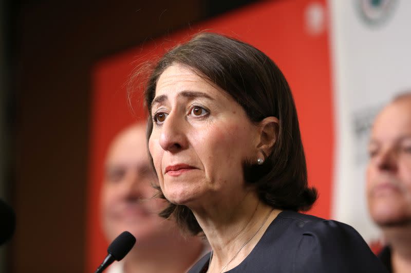 NSW Premier Gladys Berejiklian speaks to the media at Rural Fire Service (RFS) Headquarters in Sydney, Australia