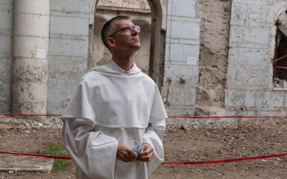 Dominican Priest Father Olivier Poquillon is photographed at The Immaculate Syriac Catholic Church in Mosul, Iraq, on March 4th 2021. - Sam Tarling for the Telegraph 