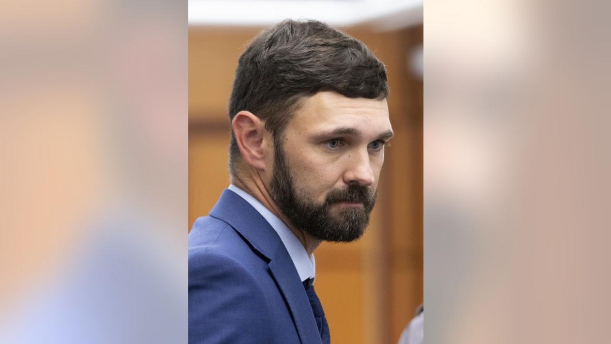 <div>Tacoma Police officer Christopher "Shane'" Burbank attends the trial for the killing of Manny Ellis in Pierce County Superior Court in Tacoma, Wash., Wednesday, Oct. 4, 2023. (Ellen Banner/The Seattle Times via AP, Pool)</div>