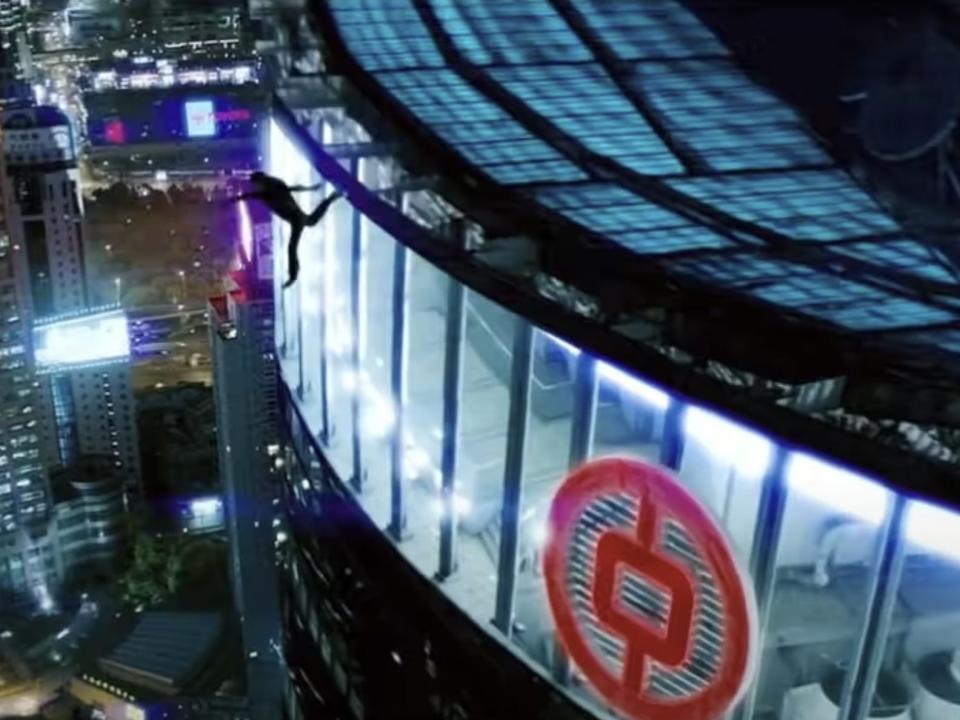 Tom Cruise jumping off of a Shanghai skyscraper in "Mission: Impossible 3."