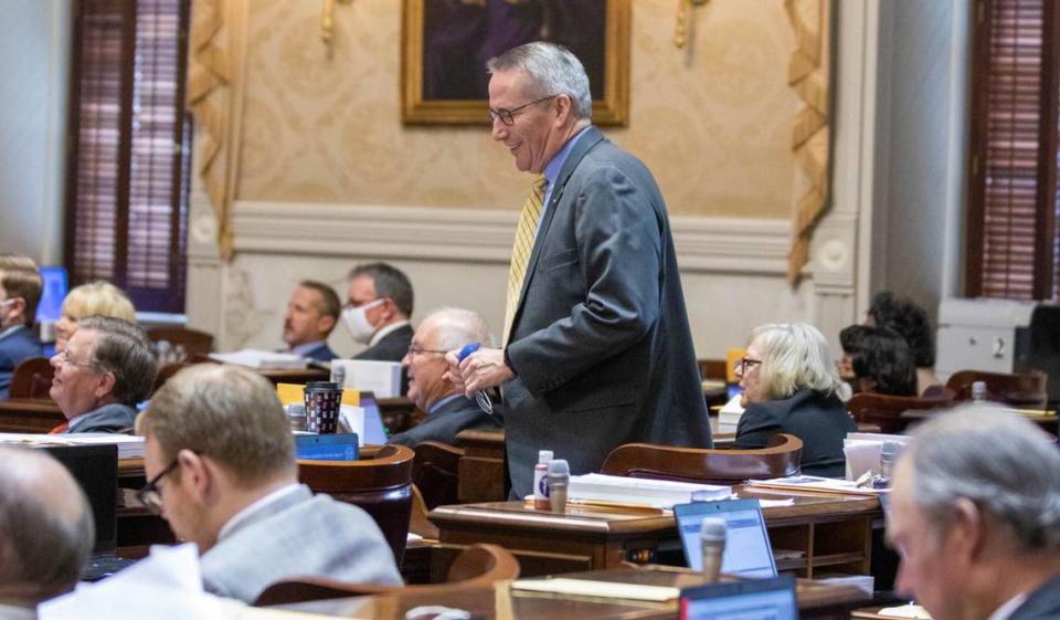 S.C. Rep. Tommy Pope, R.-York, works during a session of the South Carolina House of Representatives on March 24, 2021.