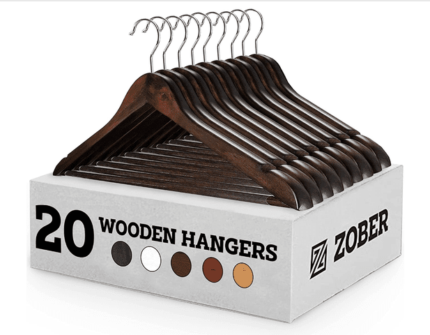 Zober Velvet Hangers 20 Pack - Clothes Hanger W/Tie Bar - Non-Slip, Swivel Hook Slim Felt Hangers - Suits, Clothes, Pants, Coat Hanger - Black