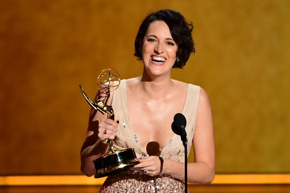 Phoebe Waller-Bridge accepts the award onstage for Outstanding Writing For A Comedy Series during the 71st Emmy Awards at the Microsoft Theatre in Los Angeles on September 22, 2019. (Photo by Frederic J. BROWN / AFP)        (Photo credit should read FREDERIC J. BROWN/AFP/Getty Images)