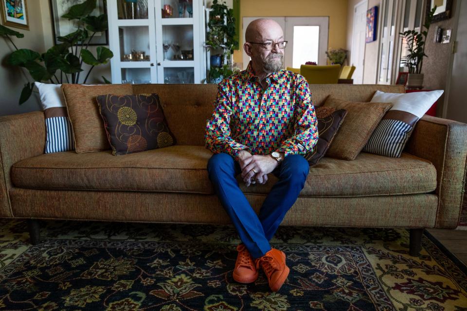 Paul Edmonds, 67, photographed inside his Desert Hot Springs home on April 6, 2023, is the fifth person cured of HIV after undergoing a stem cell transplant at City of Hope.