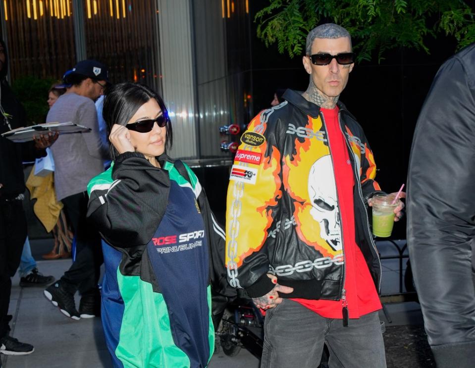 NEW YORK, NEW YORK – MAY 25: Kourtney Kardashian and Travis Barker are seen on May 25, 2023 in New York City. (Photo by Gotham/GC Images)