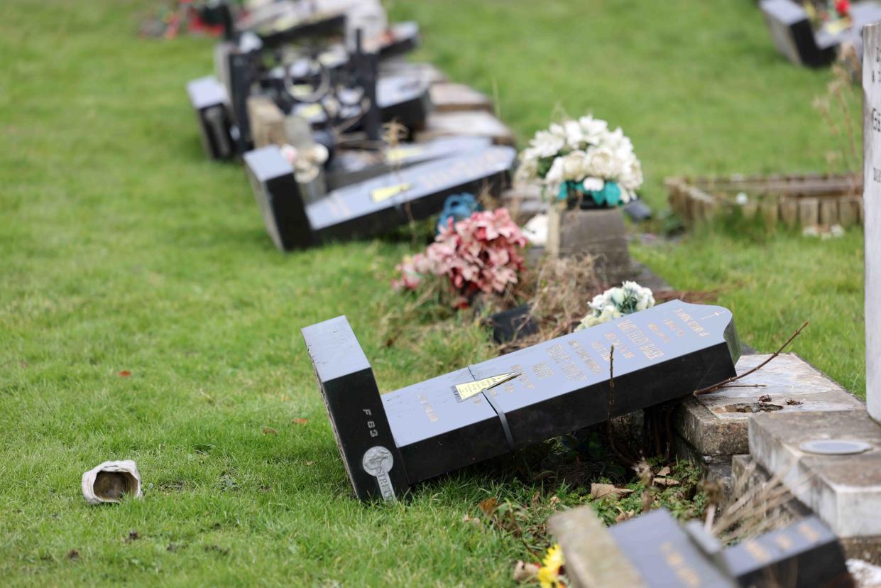 Graves in Heaton Cemetery that have been laid down after being deemed unsafe by Newcastle City Council.