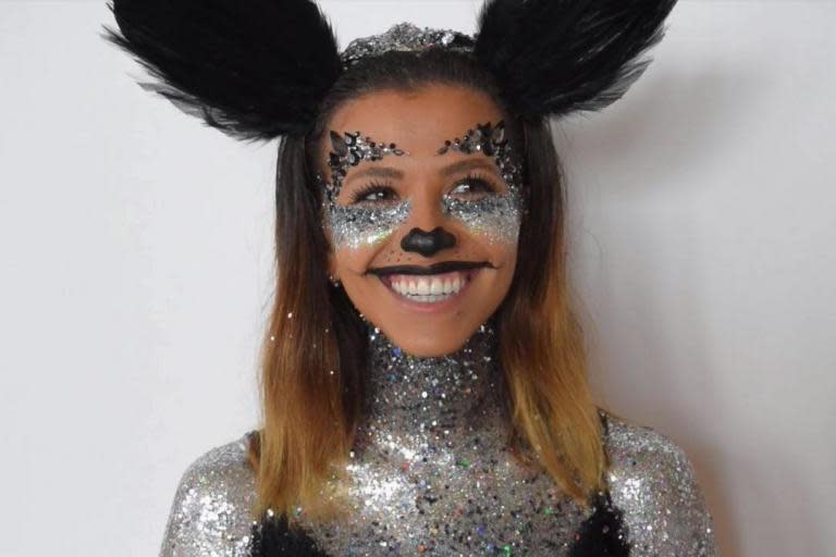 How to create a Cat Woman costume using just glitter make-up