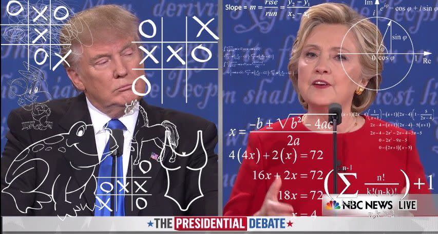 Aquí la representación gráfica de lo que pasó en el primer debate: Los argumentos simples de Trump contra el análisis de estadista de Clinton.