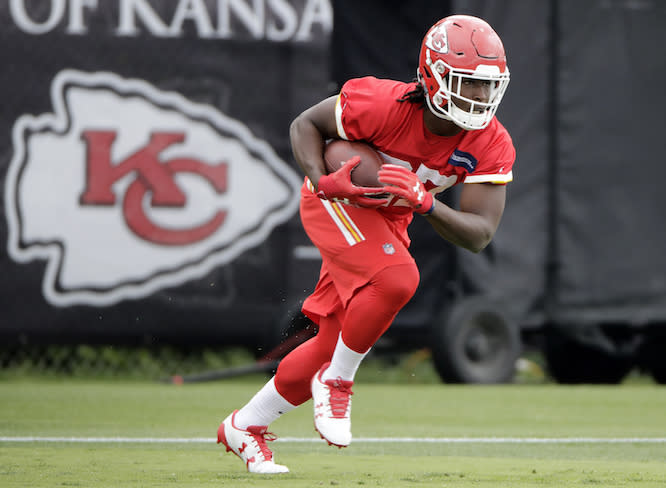 The arrow is pointing forward for Kareem Hunt post-Ware knee injury. (AP)