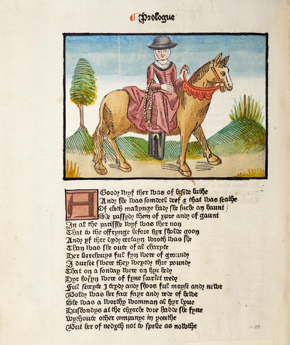 Image of the Wife of Bath from Caxton’s second edition of The Canterbury Tales
