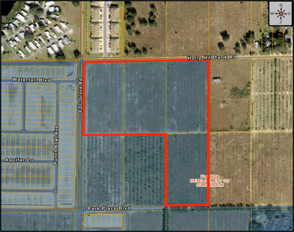 For a new elementary school in Haines City, the district is considering 19.9 acres at FDC Grove and Holly Hill Tank roads.