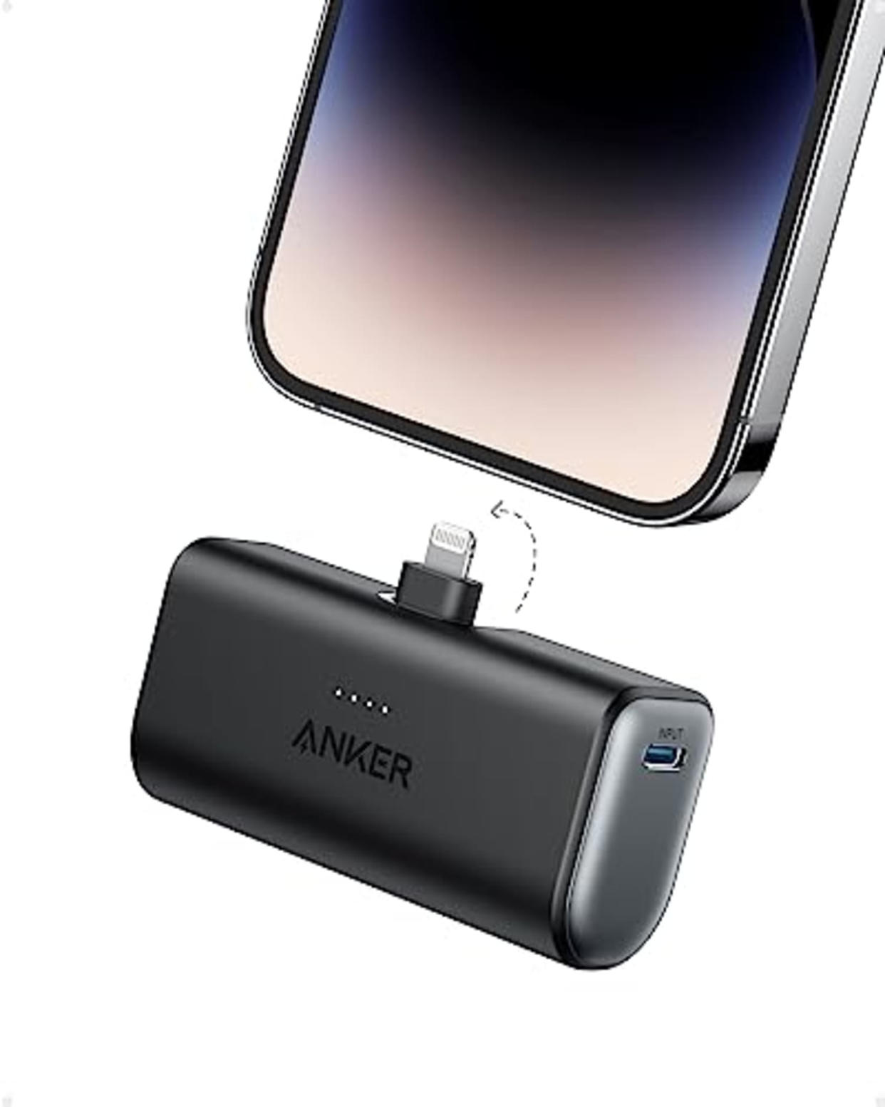 Anker Nano Power Bank with Built-in Lightning Connector, Portable Charger 5,000mAh MFi Certified 12W, Compatible with iPhone 14/14 Pro / 14 Plus / 14 Pro Max, iPhone 13 and 12 Series (Black) (AMAZON)