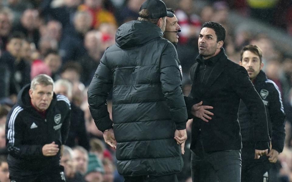 Jurgen Klopp and Mikel Arteta face off at Anfield in Liverpool's 4-0 win in 2021