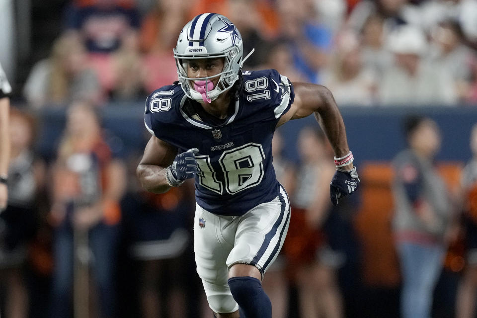 Dallas Cowboys wide receiver Jalen Tolbert is an interesting target late in fantasy drafts. (AP Photo/David Zalubowski)