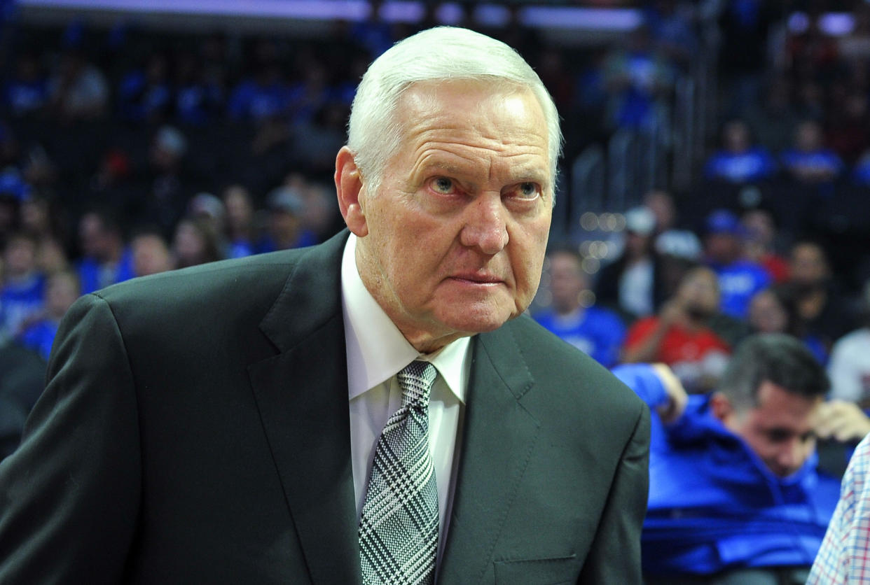 Jerry West does not want to hear your Bob Cousy slander. (Photo by Allen Berezovsky/Getty Images)