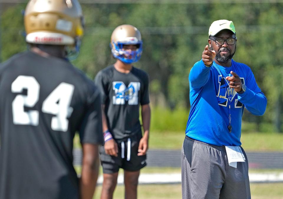 Mainland High School football head coach Travis Roland during practice, Tuesday, August, 2, 2022.