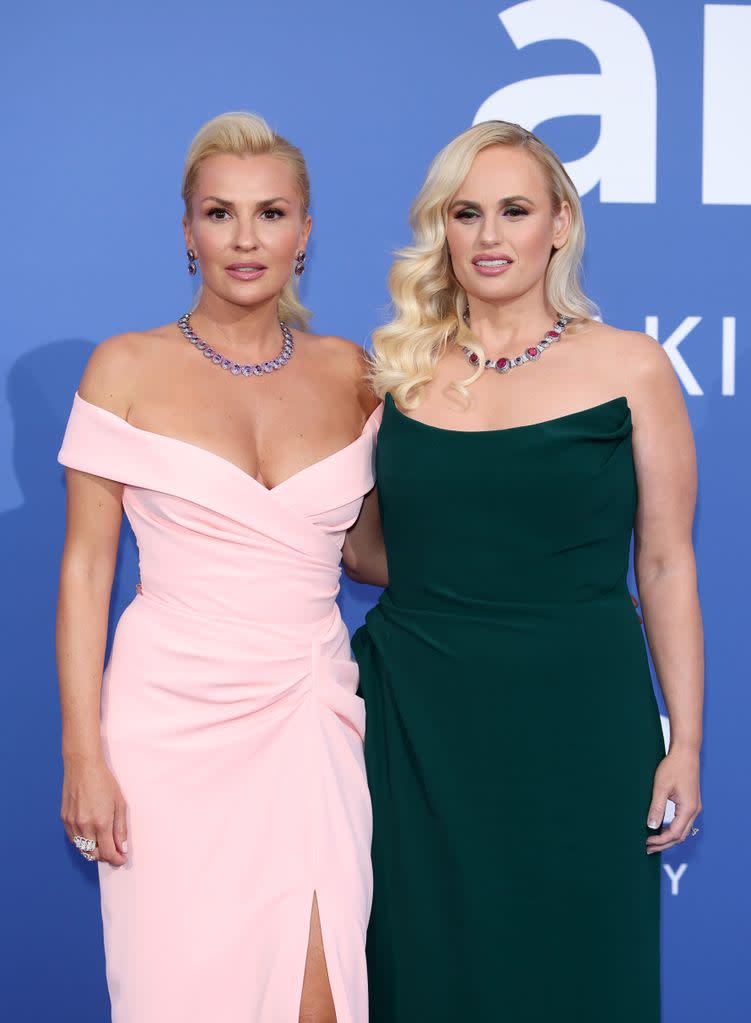 Ramona Agruma and Rebel Wilson attend the amfAR Cannes Gala 