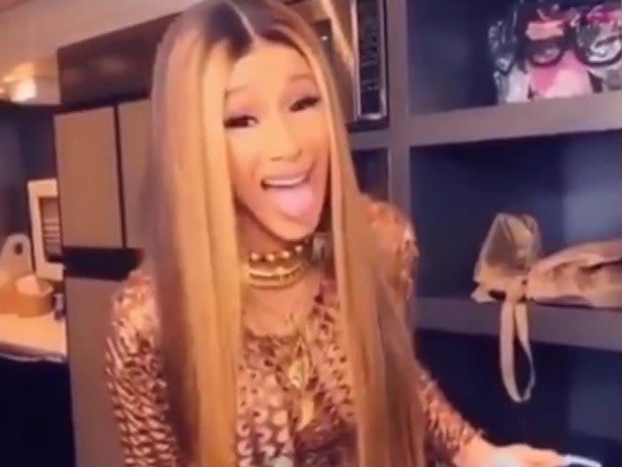 Cardi B in her original viral video in which she expresses anxiety about coronavirus: Instagram/Cardi B