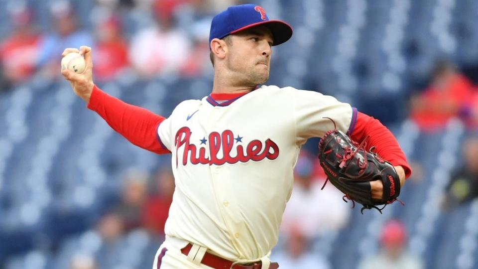 Sep 25, 2022;  Philadelphia, Pennsylvania, USA;  Philadelphia Phillies relief pitcher David Robertson (30) throws a pitch against the Atlanta Braves at Citizens Bank Park.