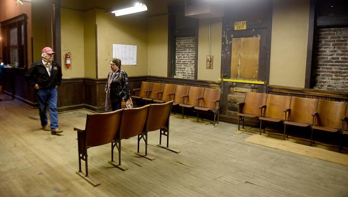 Dan Tucker and his wife, Kathleen Tucker, of Fulton, look over the Ladies Waiting Room of the Fulton Train Depot on Wednesday at 1005 E. Walnut St. in Fulton.