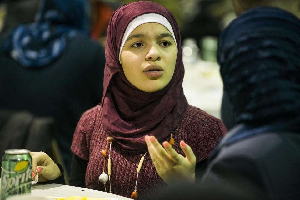 UNION CITY, NJ - DECEMBER 20:  Syrian refugees are welcomed to the United States at a party in their honor at the North Hudson Islamic Educational Center in Union City, New Jersey on Sunday Dec. 20, 2015. (Photo by Damon Dahlen, Huffington Post) *** Local Caption *** 