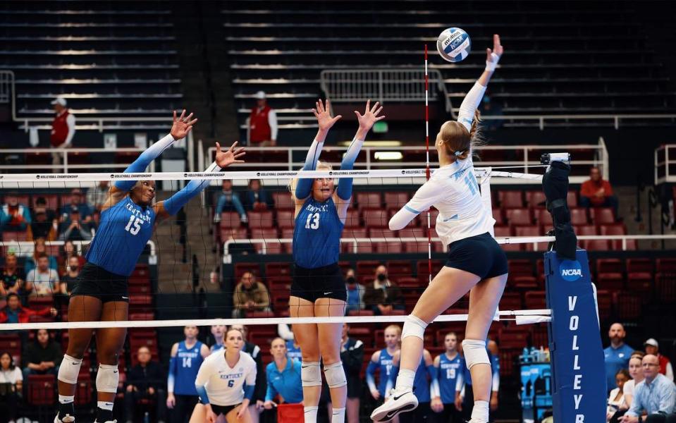 Kentucky volleyball’s 2022 season ended Thursday night with a three-set loss to San Diego in the Sweet 16 of the NCAA Tournament at Maples Pavilion in Palo Alto, California.