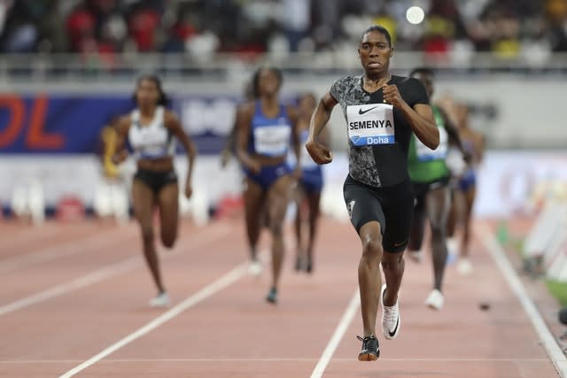 Caster Semenya on her way to a dominant victory in Doha