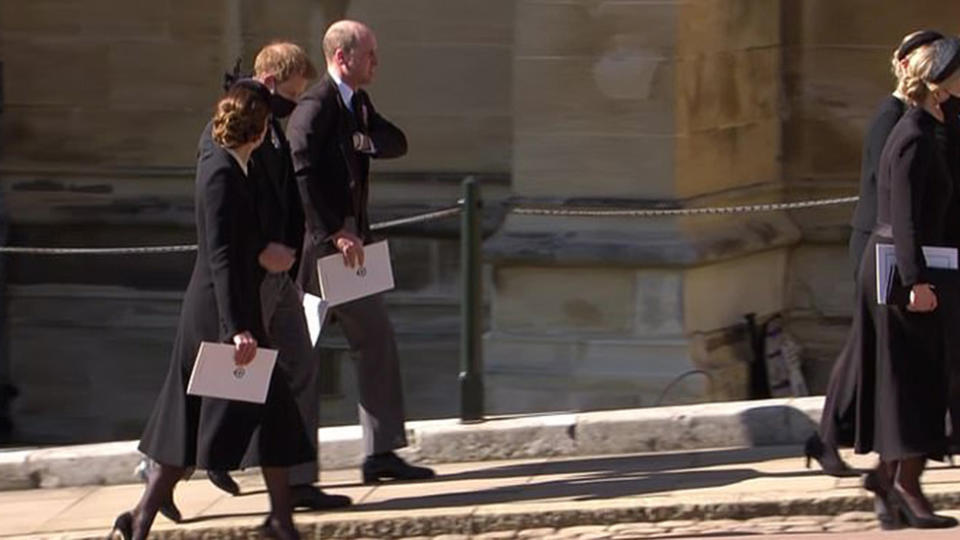 William, Kate and Harry after Prince Philip's funeral