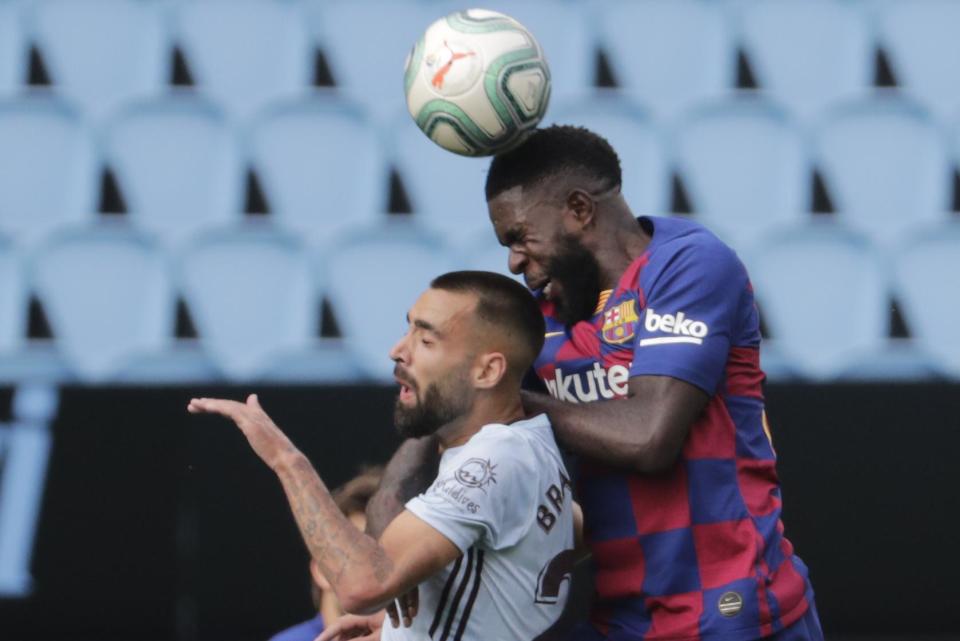 Samuel Umtiti did not make the most of his chance against Celta Vigo (AP)